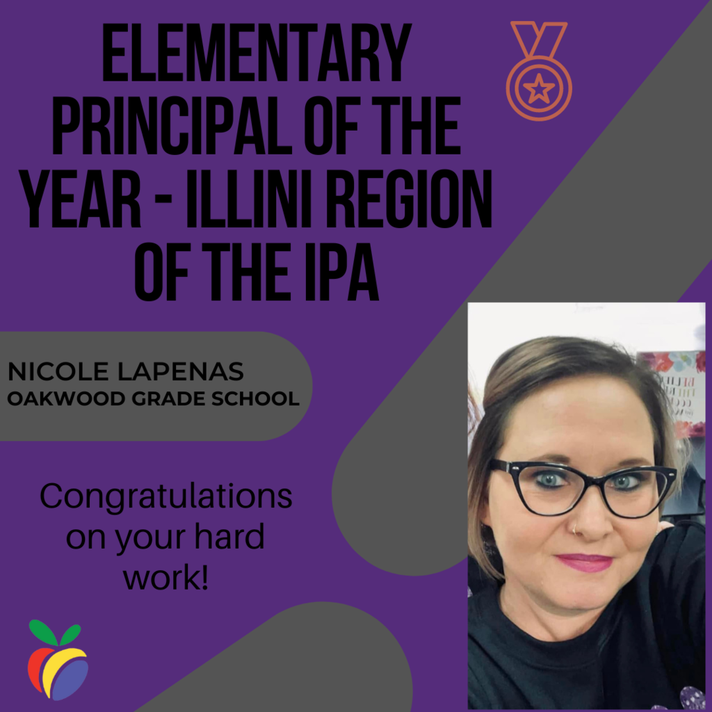 Congrats to Mrs. Lapenas on being named the elementary principal of the year in the illini region!