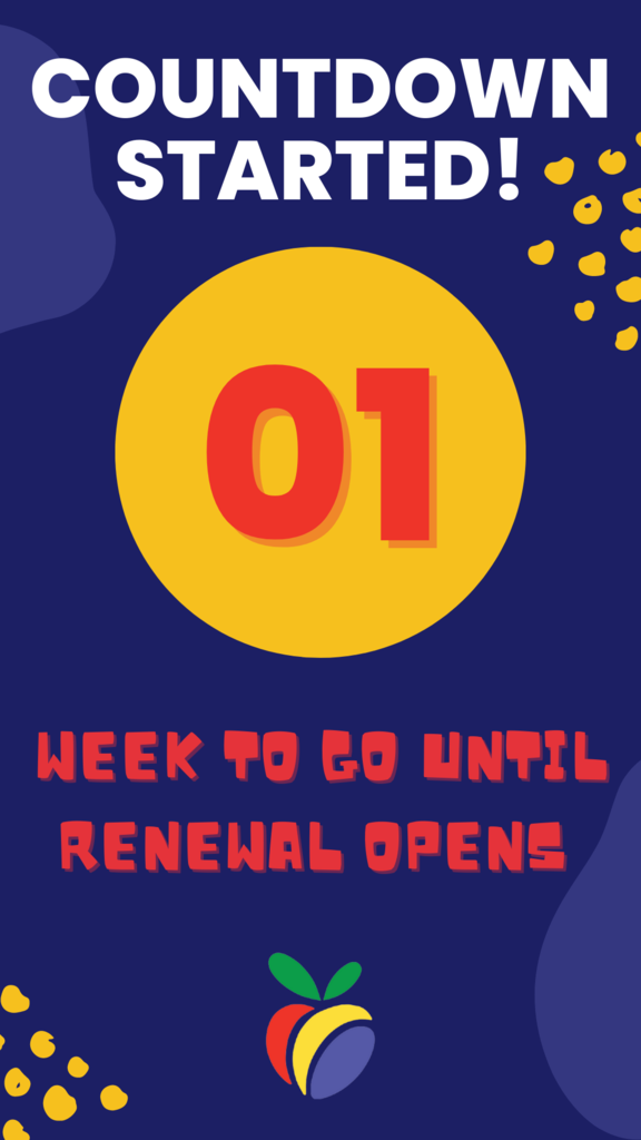 countdown started - 01 week to go until renewal opens